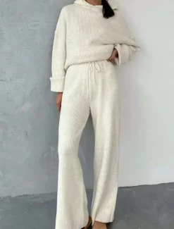 Best Women's Fashion Streetwear Daily Hoodie Sweatpants Long Sleeve Crew Neck Plain Drawstring Casual Daily Black White Blue Fall Regular Fit Women Two Piece Sets