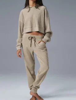 Best Women's Fashion Streetwear Daily Sweatshirt Sweatpants Long Sleeve Crew Neck Plain Drawstring Casual Daily Black Khaki Gray Fall Regular Fit Women Two Piece Sets