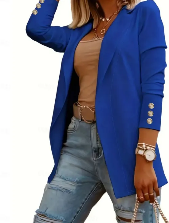 Best Women's Fashion Streetwear Daily Blazer Dress Pants Long Sleeve Shirt Collar Plain Wedding Guest Work Black White Red Fall Regular Fit Women Two Piece Sets|Blazers & Suits