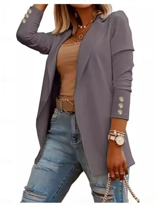Best Women's Fashion Streetwear Daily Blazer Dress Pants Long Sleeve Shirt Collar Plain Wedding Guest Work Black White Red Fall Regular Fit Women Two Piece Sets|Blazers & Suits