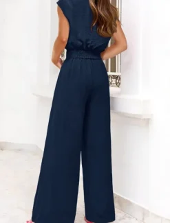 Discount Women's Fashion Streetwear Daily Pants Sets Short Sleeve V Neck Solid Color Lace up Casual Daily Black Dark Navy Navy Blue Summer Regular Fit Women Two Piece Sets