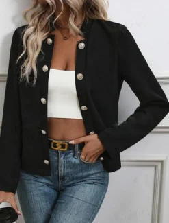 Sale Women's Fashion Streetwear Blazer Sweatpants Long Sleeve Shirt Collar Plain Work WorkWear Black White Navy Blue Fall Regular Fit Women Two Piece Sets|Blazers & Suits