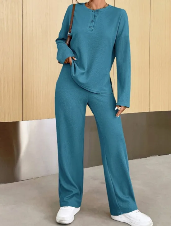 Discount Women's Fashion Streetwear Daily Sweatshirt Sweatpants Long Sleeve Crew Neck Plain Casual Daily Navy Blue Blue Khaki Fall Regular Fit Women Two Piece Sets