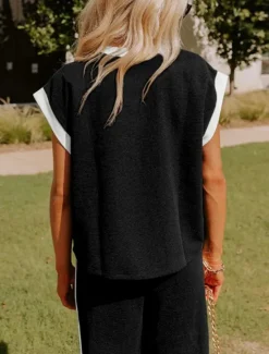 New Women's Fashion Streetwear Daily T Shirt Wide Leg Pants Short Sleeve Crew Neck Plain Casual Daily Black White Summer Regular Fit Women Two Piece Sets
