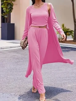Women's Fashion Two Piece Sets Long Sleeve Round Neck Drawstring Ruched Casual Daily claret Pink Navy Blue Spring Regular Fit Women Two Piece Sets