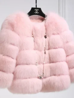 Online Women's Faux Fur Coat Active Elegant Comfortable Street Style Faux Fur Trim Outdoor Daily Wear Vacation Going out Faux Fur Short Coat Winter Fall Purple Pink Fuchsia Open Front Collarless Regular Fit Women Furs & Leathers