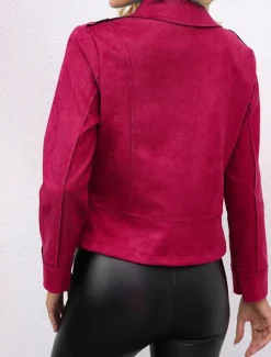 Clearance Women's Faux Leather Jacket Suede Jacket Zip up Jacket Spring Casual Motor Biker Jacket Winter Heated Jacket Women Jackets