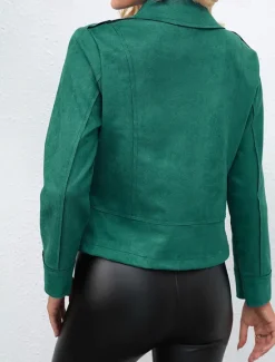 Clearance Women's Faux Leather Jacket Suede Jacket Zip up Jacket Spring Casual Motor Biker Jacket Winter Heated Jacket Women Jackets