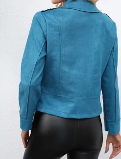 Clearance Women's Faux Leather Jacket Suede Jacket Zip up Jacket Spring Casual Motor Biker Jacket Winter Heated Jacket Women Jackets