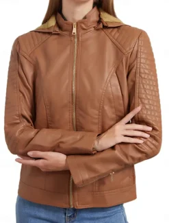 Discount Women's Faux Leather Jacket Outdoor Street Daily Wear Fall Winter Short Coat Regular Fit Thermal Warm Breathable Stylish Casual Jacket Long Sleeve Plain with Pockets Full Zip Black Pink Red Women Jackets