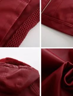 Discount Women's Faux Leather Jacket Outdoor Street Daily Wear Fall Winter Short Coat Regular Fit Thermal Warm Breathable Stylish Casual Jacket Long Sleeve Plain with Pockets Full Zip Black Pink Red Women Jackets