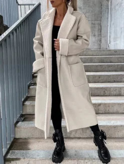 Women's Faux Leather Jacket Winter Coat Winter Jacket Windproof Warm Work Street Daily Wear Vacation Pocket Single Breasted Turndown Casual Street Style Solid Color Loose Fit Outerwear Long Sleeve Women Jackets|Coats & Trench Coats