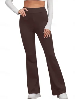 Best Women's Flare Leggings Fashion Streetwear Simple Full Length High Waist Solid Color High Cut Comfort Breathable Comfortable Micro-elastic Outdoor Vacation Yoga off white Black Yellow Red Fall Winter Women Pants
