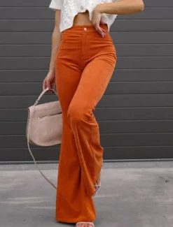 Outlet Women's Flared Pants Chinos Fashion Streetwear Full Length High Waist Plain High Cut Comfort Outdoor Micro-elastic Office Street Daily Black Wine Orange Dark Blue Spring Fall Regular Fit Women Pants