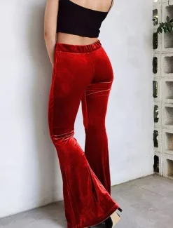 Clearance Women's Flared Pants Chinos Fashion Streetwear Casual Full Length High Waist Plain Comfy Soft Comfortable Stretchy Outdoor Street Black Red Coffee Gray Spring Winter Slim Fit Women Leggings