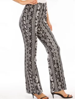 Discount Women's Flared Pants Fashion Streetwear Full Length High Waist Graphic Vintage Style Comfort Outdoor Micro-elastic Vacation Street Daily Black Pink Orange Rainbow Summer Spring Fall Regular Fit Women Pants