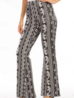 Discount Women's Flared Pants Fashion Streetwear Full Length High Waist Graphic Vintage Style Comfort Outdoor Micro-elastic Vacation Street Daily Black Pink Orange Rainbow Summer Spring Fall Regular Fit Women Pants