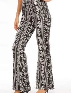 Discount Women's Flared Pants Fashion Streetwear Full Length High Waist Graphic Vintage Style Comfort Outdoor Micro-elastic Vacation Street Daily Black Pink Orange Rainbow Summer Spring Fall Regular Fit Women Pants