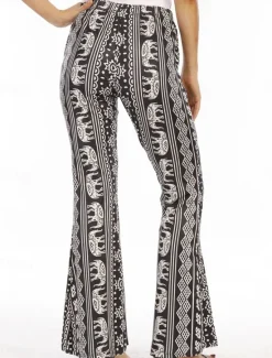 Discount Women's Flared Pants Fashion Streetwear Full Length High Waist Graphic Vintage Style Comfort Outdoor Micro-elastic Vacation Street Daily Black Pink Orange Rainbow Summer Spring Fall Regular Fit Women Pants