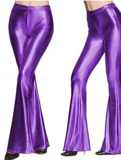 New Women's Flared Pants Leather Pants Leggings Fashion Streetwear Casual Full Length High Waist Solid Color Comfy Soft Comfortable Stretchy Outdoor Party Street Red Purple Gold Green Summer Spring Skinny Women Leggings