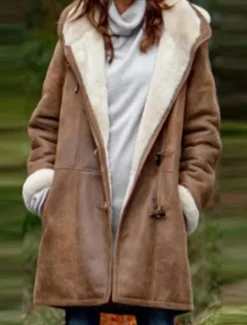 Sale Women's Fleece Jacket Teddy Coat Hoodie Jacket Warm Breathable Pocket Fleece Lined Casual Plain Vacation Street Daily Wear Going out Single Breasted Regular Hoodie Regular Fit Long Sleeve Outerwear Women Puffers & Parka|Jackets