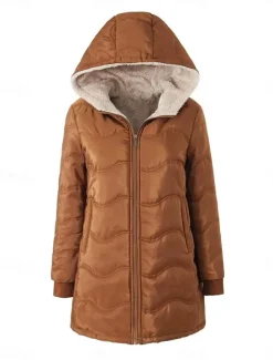 Outlet Women's Fleece Jacket Teddy Coat Hoodie Jacket Warm Breathable Zipper Pocket Fleece Lined Casual Plain Vacation Street Daily Wear Going out Zipper Regular Hoodie Regular Fit Long Sleeve Outerwear Women Puffers & Parka|Jackets