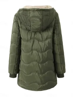 Outlet Women's Fleece Jacket Teddy Coat Hoodie Jacket Warm Breathable Zipper Pocket Fleece Lined Casual Plain Vacation Street Daily Wear Going out Zipper Regular Hoodie Regular Fit Long Sleeve Outerwear Women Puffers & Parka|Jackets