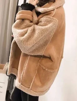 Hot Women's Fleece Jacket Teddy Coat Hoodie Jacket Warm Breathable Buttons Pocket Fleece Lined Casual Plain Vacation Street Daily Wear Going out Single Breasted Regular Turndown Regular Fit Long Sleeve Women Puffers & Parka|Jackets