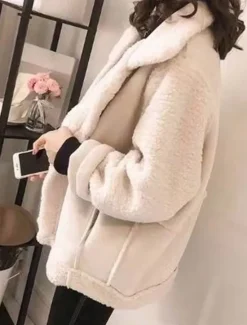 Hot Women's Fleece Jacket Teddy Coat Hoodie Jacket Warm Breathable Buttons Pocket Fleece Lined Casual Plain Vacation Street Daily Wear Going out Single Breasted Regular Turndown Regular Fit Long Sleeve Women Puffers & Parka|Jackets