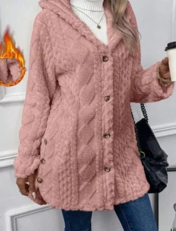 Outlet Women's Fleece Jacket Teddy Coat Hoodie Jacket Warm Breathable Zipper Pocket Fleece Lined Casual Plain Vacation Street Daily Wear Going out Single Breasted Regular Hoodie Regular Fit Long Sleeve Women Jackets