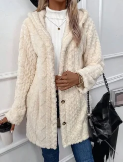 Outlet Women's Fleece Jacket Teddy Coat Hoodie Jacket Warm Breathable Zipper Pocket Fleece Lined Casual Plain Vacation Street Daily Wear Going out Single Breasted Regular Hoodie Regular Fit Long Sleeve Women Jackets