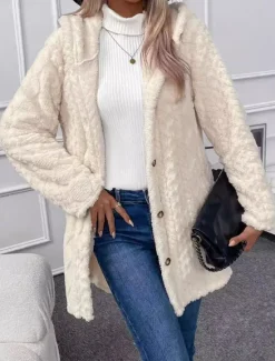 Outlet Women's Fleece Jacket Teddy Coat Hoodie Jacket Warm Breathable Zipper Pocket Fleece Lined Casual Plain Vacation Street Daily Wear Going out Single Breasted Regular Hoodie Regular Fit Long Sleeve Women Jackets