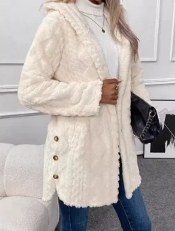 Outlet Women's Fleece Jacket Teddy Coat Hoodie Jacket Warm Breathable Zipper Pocket Fleece Lined Casual Plain Vacation Street Daily Wear Going out Single Breasted Regular Hoodie Regular Fit Long Sleeve Women Jackets