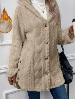 Outlet Women's Fleece Jacket Teddy Coat Hoodie Jacket Warm Breathable Zipper Pocket Fleece Lined Casual Plain Vacation Street Daily Wear Going out Single Breasted Regular Hoodie Regular Fit Long Sleeve Women Jackets