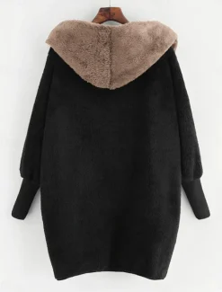 Outlet Women's Fleece Jacket Teddy Coat Hoodie Jacket Warm Breathable Fleece Lined Casual Plain Vacation Street Daily Wear Going out Open Front Regular Hoodie Regular Fit Long Sleeve Outerwear White Green Women Jackets