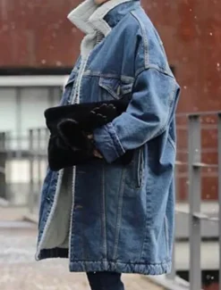 New Women's Fleece Jacket Teddy Coat Denim Jacket Warm Breathable Pocket Fleece Lined Casual Plain Vacation Street Daily Wear Going out Single Breasted Long Turndown Regular Fit Long Sleeve Outerwear Women Jackets|Puffers & Parka