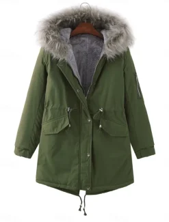 New Women's Fleece Jacket Teddy Coat Hoodie Jacket Warm Breathable Zipper Pocket Fleece Lined Casual Plain Vacation Street Daily Wear Going out Zipper Regular Hoodie Regular Fit Long Sleeve Outerwear Women Puffers & Parka|Jackets