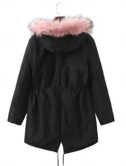 New Women's Fleece Jacket Teddy Coat Hoodie Jacket Warm Breathable Zipper Pocket Fleece Lined Casual Plain Vacation Street Daily Wear Going out Zipper Regular Hoodie Regular Fit Long Sleeve Outerwear Women Puffers & Parka|Jackets