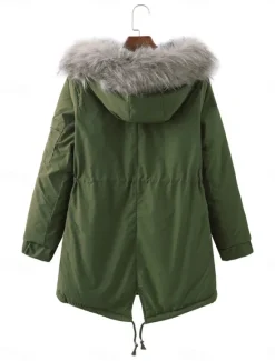 New Women's Fleece Jacket Teddy Coat Hoodie Jacket Warm Breathable Zipper Pocket Fleece Lined Casual Plain Vacation Street Daily Wear Going out Zipper Regular Hoodie Regular Fit Long Sleeve Outerwear Women Puffers & Parka|Jackets