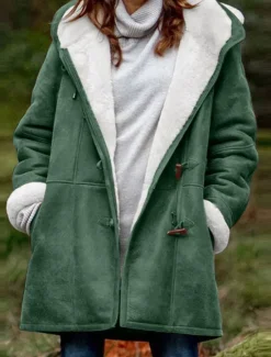 Hot Women's Fleece Jacket Teddy Coat Hoodie Jacket Warm Breathable Zipper Pocket Fleece Lined Casual Plain Vacation Street Daily Wear Going out Zipper Regular Hoodie Regular Fit Long Sleeve Outerwear Red Women Puffers & Parka|Jackets