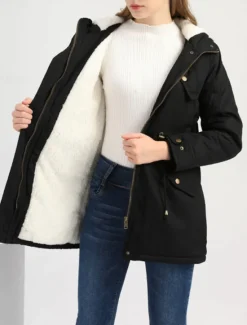 Outlet Women's Fleece Jacket Teddy Coat Hoodie Jacket Warm Breathable Zipper Pocket Fleece Lined Casual Plain Vacation Street Daily Wear Going out Zipper Regular Hoodie Regular Fit Long Sleeve Outerwear Women Puffers & Parka|Jackets