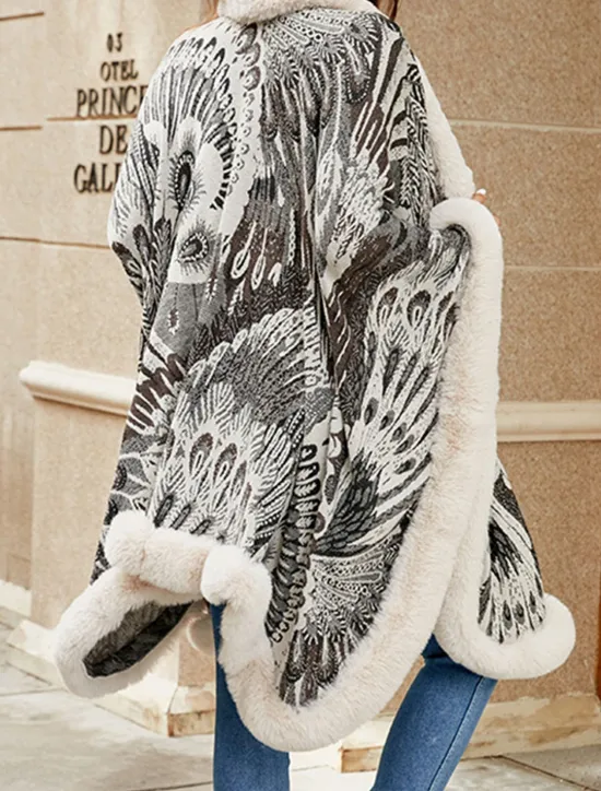 Hot Women's Fleece Jacket Teddy Coat Cloak / Capes Warm Breathable Patchwork Faux Fur Trim Fleece Lined Casual Color Block Vacation Street Daily Wear Going out Open Front Regular Collarless Regular Fit Women Coats & Trench Coats