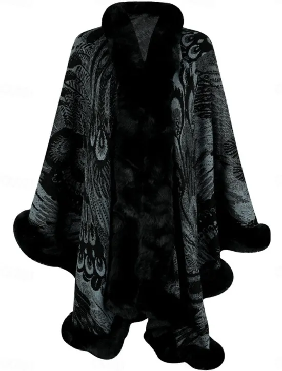 Hot Women's Fleece Jacket Teddy Coat Cloak / Capes Warm Breathable Patchwork Faux Fur Trim Fleece Lined Casual Color Block Vacation Street Daily Wear Going out Open Front Regular Collarless Regular Fit Women Coats & Trench Coats