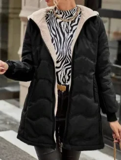 Best Women's Fleece Jacket Teddy Coat Hoodie Jacket Warm Breathable Zipper Pocket Fleece Lined Casual Plain Vacation Street Daily Wear Going out Zipper Regular Hoodie Regular Fit Long Sleeve Outerwear Women Puffers & Parka