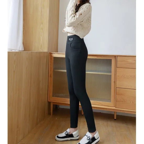 Clearance Women's Fleece Pants Leggings Sports Streetwear Full Length High Waist Solid Colored Tummy Control Butt Lift Warm High Elasticity Yoga Winter Dark Grey Black Winter Women Leggings