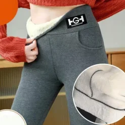 Clearance Women's Fleece Pants Leggings Sports Streetwear Full Length High Waist Solid Colored Tummy Control Butt Lift Warm High Elasticity Yoga Winter Dark Grey Black Winter Women Leggings