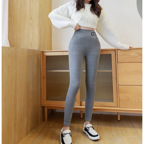 Clearance Women's Fleece Pants Leggings Sports Streetwear Full Length High Waist Solid Colored Tummy Control Butt Lift Warm High Elasticity Yoga Winter Dark Grey Black Winter Women Leggings