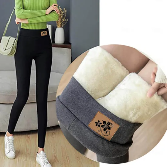 Clearance Women's Fleece Pants Pants Trousers Leggings Casual Lounge Full Length High Waist Patterned Elastic Waistband High Cut Thermal Warm High Elasticity Vacation Office black11 Grey11 Fall & Winter Women Leggings