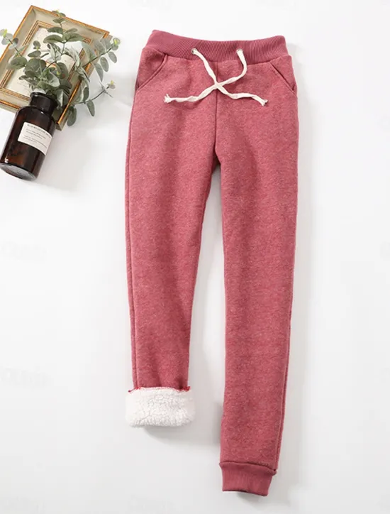 Online Women's Fleece Pants Sweatpants Pants Trousers Active Streetwear Casual Full Length High Waist Plain Pocket Drawstring Elastic Waist Thermal Warm Breathability Soft Micro-elastic Outdoor Street Sport Women Pants