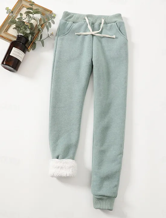 Online Women's Fleece Pants Sweatpants Pants Trousers Active Streetwear Casual Full Length High Waist Plain Pocket Drawstring Elastic Waist Thermal Warm Breathability Soft Micro-elastic Outdoor Street Sport Women Pants